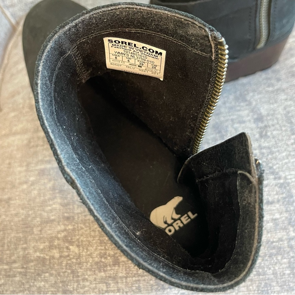 Sorel Boots Women Size 8M Black Cate Waterproof Leather Harness Buckle Zip - Picture 13 of 13